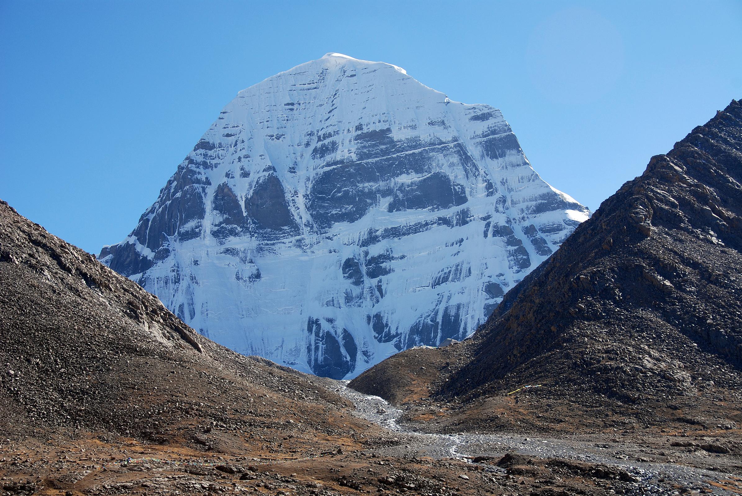 30 Mount Kailash North Face from Dirapuk Gompa On Mount Kailash Outer Kora There is a perfect view of Mount Kailash North Face from Dirapuk Gompa.